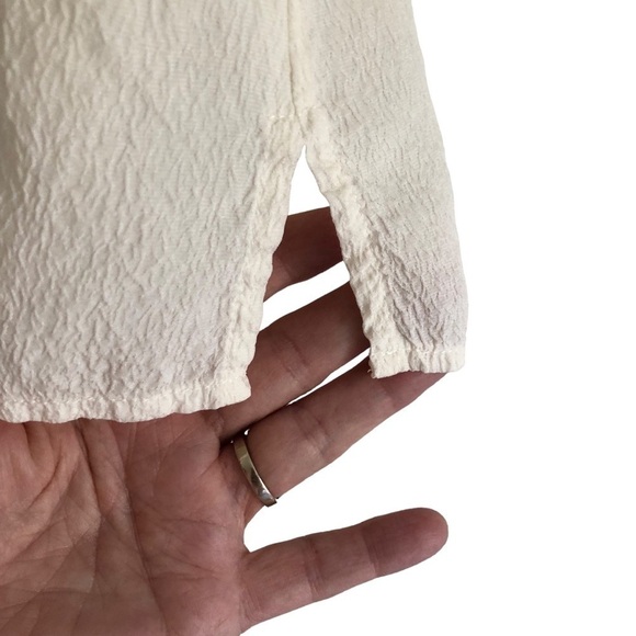 Citron Santa Monica Silk Ruffle Detail Sleeveless Blouse Off White Size 1X - Picture 3 of 5